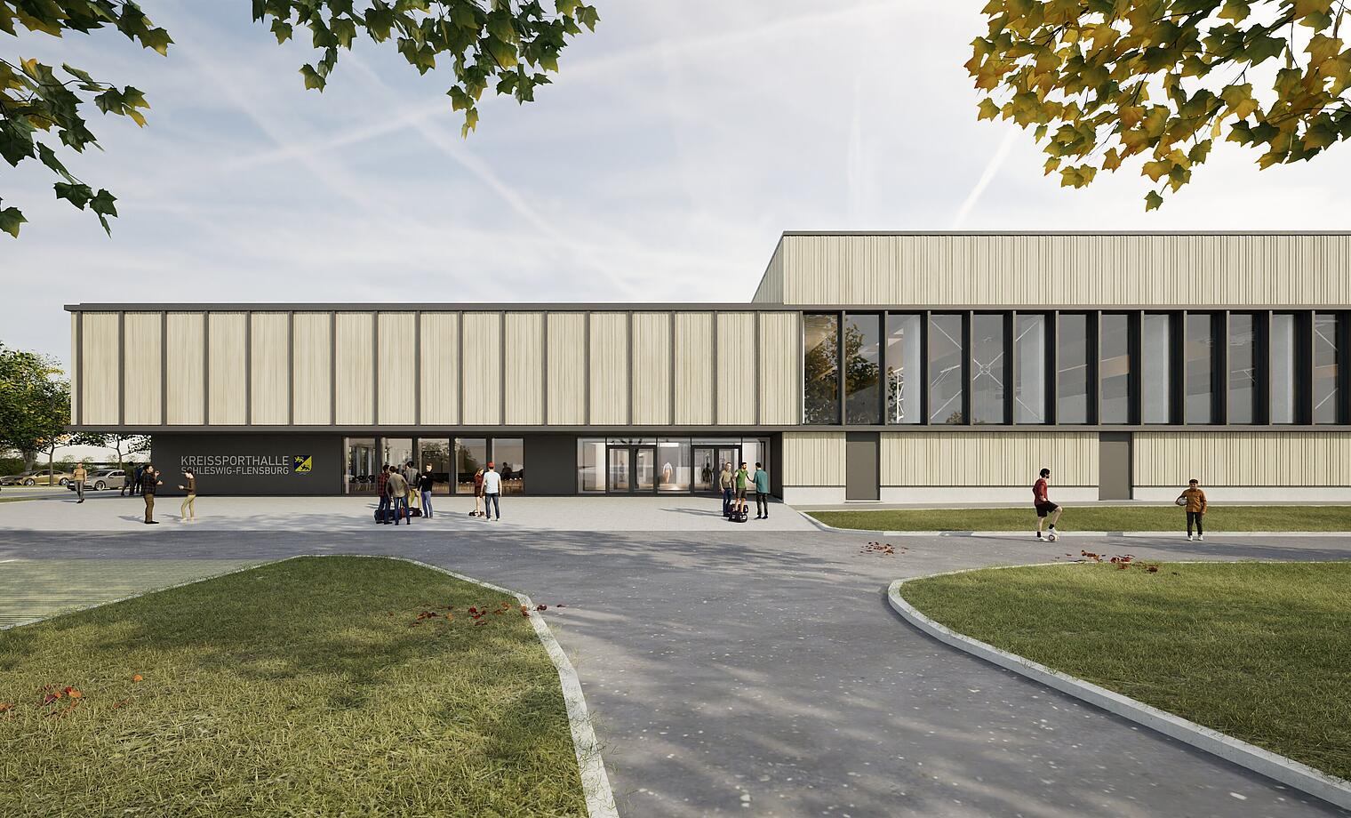 Kreissporthalle Schleswig Sanierung und Erweiterung einer 3-Feld-Sporthalle um einen Multifunktionsbereich als Versammlungsstätte